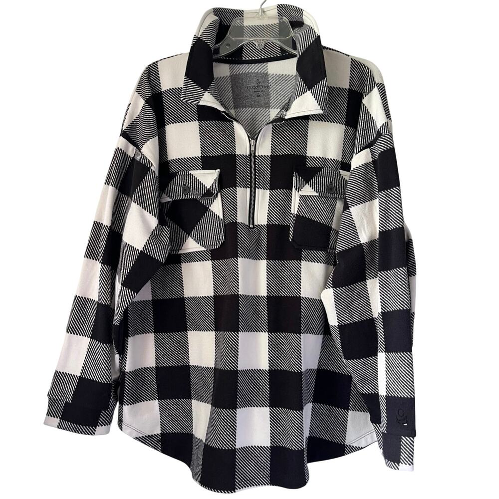 Cuddl Duds Flannel 1/2 Zip Shacket Womens Size 1X Pullover Fleece Soft Stretch